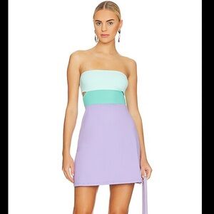 peppermayo exclusive patsie strapless mini dress blue Patsie Strapless Mini Dress